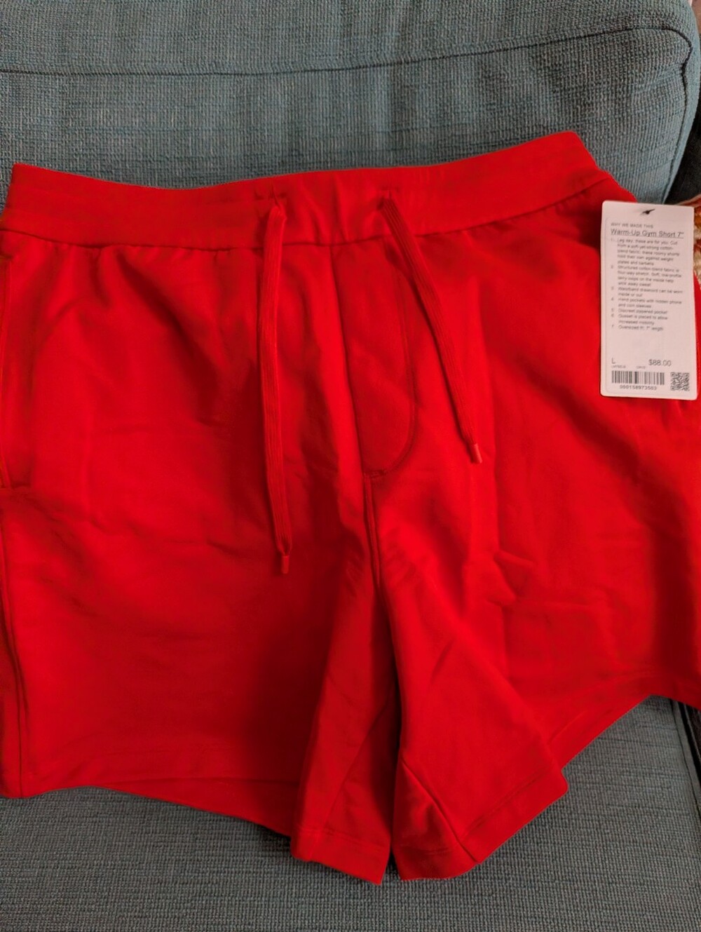 Lululemon Warm-Up Gym Short 7" Men's Red Athletic Workout Shorts NWT L